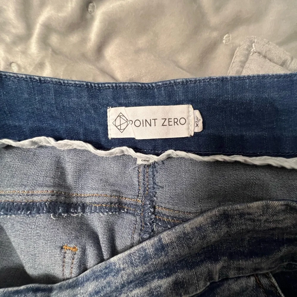 Point Zero Washed Pull On Blue Denim Mini Skirt - Picture 3 of 4